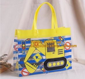 PVC plastic shopping bag transparent handle bags,Waterproof recycled handle shopping square bottom transparent pvc plast