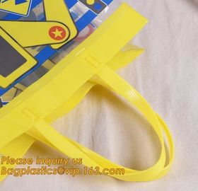 PVC plastic shopping bag transparent handle bags,Waterproof recycled handle shopping square bottom transparent pvc plast