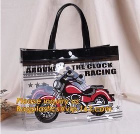 Promotional Plastic eco-friendly transparent clear handle PVC bag for toy,Newest sale plastic handle waterproof PVC wine