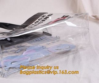 Promotional Plastic eco-friendly transparent clear handle PVC bag for toy,Newest sale plastic handle waterproof PVC wine