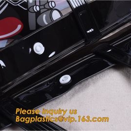 Promotional Plastic eco-friendly transparent clear handle PVC bag for toy,Newest sale plastic handle waterproof PVC wine