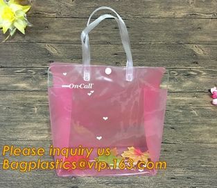 Factory Custom made Environmental PVC clear packaging toy storage handle bag,plastic tote packaging bag with handles fro