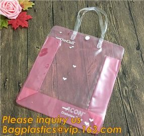Factory Custom made Environmental PVC clear packaging toy storage handle bag,plastic tote packaging bag with handles fro