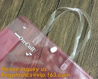 Factory Custom made Environmental PVC clear packaging toy storage handle bag,plastic tote packaging bag with handles fro