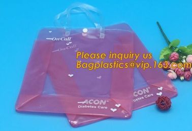 Factory Custom made Environmental PVC clear packaging toy storage handle bag,plastic tote packaging bag with handles fro