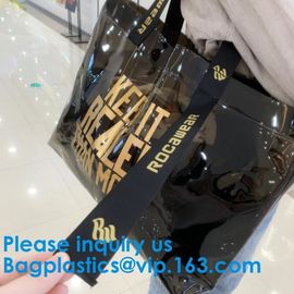 Vinyl PVC Shopping Bag, Shoulder Tote Bag Clear Waterproof Beach Handbag Custom Logo Handle Shopping Bag