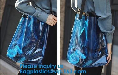 Women'S Clear Jelly Beach Bag Clear Transparent Pvc Shoulder Handbag Beach Shopping Swimming Durable Tote Bag