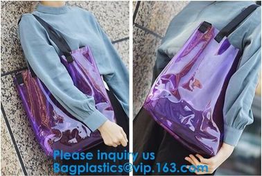 Women'S Clear Jelly Beach Bag Clear Transparent Pvc Shoulder Handbag Beach Shopping Swimming Durable Tote Bag