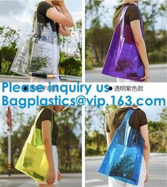 Women'S Clear Jelly Beach Bag Clear Transparent Pvc Shoulder Handbag Beach Shopping Swimming Durable Tote Bag