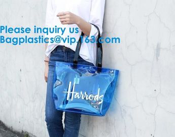 Clear Shopping Bag Transparent PVC Beach Handbag Tote Shoulder Bag Beach Waterproof Large Capacity Foldable Travel Stora