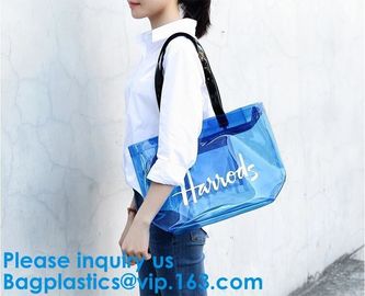 Clear Shopping Bag Transparent PVC Beach Handbag Tote Shoulder Bag Beach Waterproof Large Capacity Foldable Travel Stora