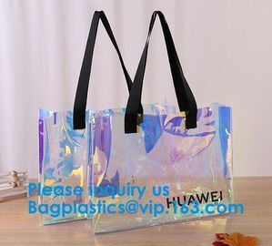 Women Summer Beach Bag Vinyl PVC Transparent Small Tote Handbags Shopping Shoulder Bags