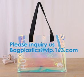 Women Summer Beach Bag Vinyl PVC Transparent Small Tote Handbags Shopping Shoulder Bags