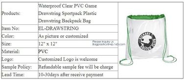 Promotion Gifts Sport Swimming Bag Clear Pvc Advertising Custom Logo Drawstring Backpack Bag PVC drawstring cosmetic bag