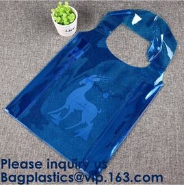 Clear Purple Trendy  Shopping Bag,Folding PVC Tote Bag,Waterproof PVC Shopping Shoulder Bag, BAGEASE, BAGPLASTICS