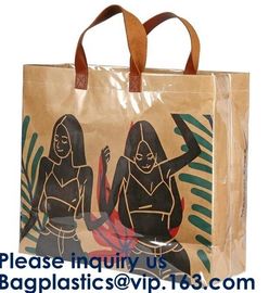 Biodegradable Promotional BAGEASE Three-Layer Hand Bag PVC Tote Waterproof Craft Paper Bag Leather Handle Tote Bag