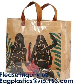 Biodegradable Promotional BAGEASE Three-Layer Hand Bag PVC Tote Waterproof Craft Paper Bag Leather Handle Tote Bag