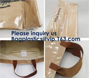 Biodegradable Promotional BAGEASE Three-Layer Hand Bag PVC Tote Waterproof Craft Paper Bag Leather Handle Tote Bag