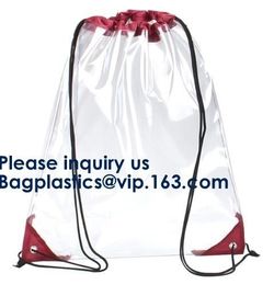 PVC Drawstring Bag Backpack With Solid Bottom Promotional Custom 210D Transparent PVC Clear Drawstring Backpack Bags