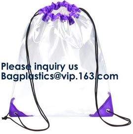 PVC Drawstring Bag Backpack With Solid Bottom Promotional Custom 210D Transparent PVC Clear Drawstring Backpack Bags