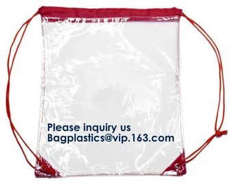 Custom Made PVC Transparent Drawstring Bag For Sports Cloth,Sport Promotional Clear Pvc Beach Shoe Bag Clear Drawstring