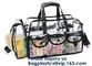 Professional Clear Makeup Cosmetic Bag PVC Carry Bag With 7 Extra Magnet Pockets And Detachable Shoulder Strap