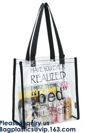 Clear PVC Tote Bag With Nylon Handles And Fabric Trim,Clear PVC cosmetic zipper bag with white trim, Bagease, Bagplastic