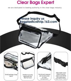 Bagease Clear PVC Fanny Pack With Double Zipper And Adjustable Strap,Clear PVC blacpack with top zipper opening