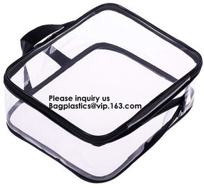 Clear Zipper Bag With Compression Packing Closure,Toiletry Bag With Pink Trim And Zipper Closing PVC zipper pouch bageas