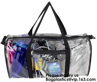 Clear Duffel Gym Bag Transparent PVC Carry Bag With Shoulder Strap,Cosmetic Carry Bag Magnet Pockets Detachable Shoulder