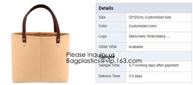 Handmade Fashion felt shoulder Case Ladies Bag Women Handbag Felt Tote Bag with Leather Handle, Bagease, Bagplastics