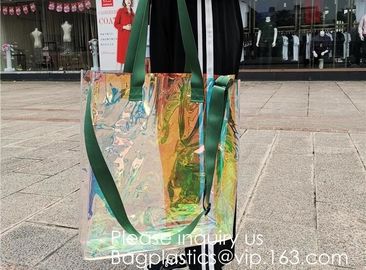 Women Gender and Casual Tote Shape large capacity clear PVC Beach Bag,Tote Bag Clear Transparent Shopping Bag For Women