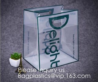 Custom Design Brand Name Logo Printing Clear Transparent PVC Plastic Shopping Carry Bag with Handle bagease, bagplastics