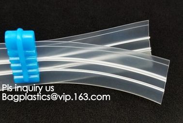 Vacuum separable plastic open end double track zipper with teeth, PE Vacuum Compressed Bag zipper, multi colored transpa