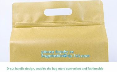 Stand up Zip lockk kraft paper bags with clear window,resealable zipper stand up clear window brown kraft paper bag BAGEAS