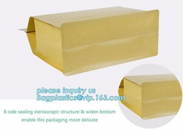 Stand up Zip lockk kraft paper bags with clear window,resealable zipper stand up clear window brown kraft paper bag BAGEAS