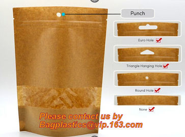 Foil Kraft Paper Bag Coconut Packaging Bags Doypack with Clear Window,500g 1kg 16oz Zip lockk Food Packaging Bag Customize