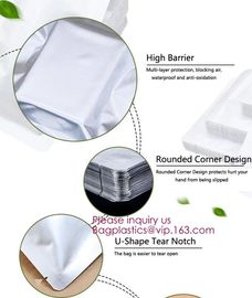 Oem Package Small Flat Silver Zip Lock Mylar Aluminium Foil Square Bottom Food Packaging Bag,biodegradable aluminum foil