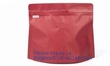 Biodegradable Foil Square Bottom Gusseted Bag, Flat Bottom Gusset Coffee Bag with Degassing Valve,gusset packaging bag f