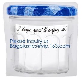 Biodegradable Customized Shaped Food Container Plastic Bag Clear Mason Bottle Modeling Zippers Storage Snacks Plastic ba