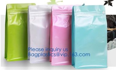 Easy Tear Zipper Top Coffee Stand Up Foil Zipper Bag Side Gusset Bags Square Block Flat Bottom Zip lockk Packaging Pouch