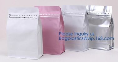 Easy Tear Zipper Top Coffee Stand Up Foil Zipper Bag Side Gusset Bags Square Block Flat Bottom Zip lockk Packaging Pouch