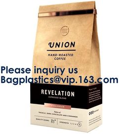 Eco Friendly High Barrier Kraft Paper Coffee Bags Valve,Flat Bottom Aluminum Foil Coffee Bag One Way Valve