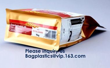 Gold Print Laminated Stand Up With Zipper Aluminum Foil Pouch,Organic Foods/Cosmetics/Organic Baby Food/Coffee Packaging