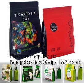 Biodegradable Stand Up Pouch With Zipper For Apparel,Custom printed flat bottom box pouch 1kg coffee bag with degassing