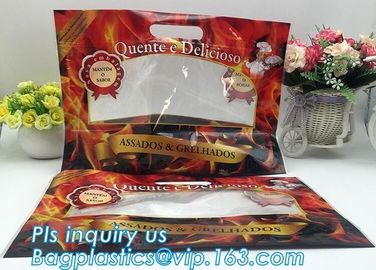 zipper bags for take away food package, Microwave safe deep frozen plastic packaging bags for fried chicken packaging