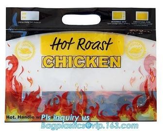 Fresh Chicken Packing Bag, standing up hot roast chicken bag with handle, chicken bag carry out fried chicken bag