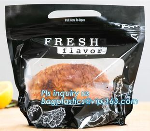 High temperature hot roast chicken bag grilled chicken stand up bag with handle, food grade plastic bag with zipper