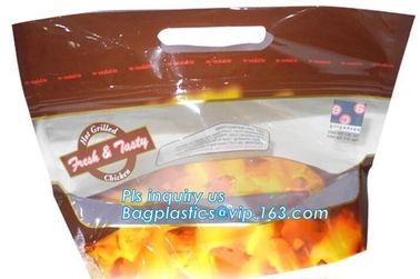 custom printed rotisserie chicken bags roast chicken packaging bag, Zip lockk handle bags stand up pouch, Plastic foil rot