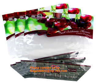 printed zip lock plastic cherry bags fruit bag, Fruit cherry/grape bag, fruits / cherries special vent holes packaging p